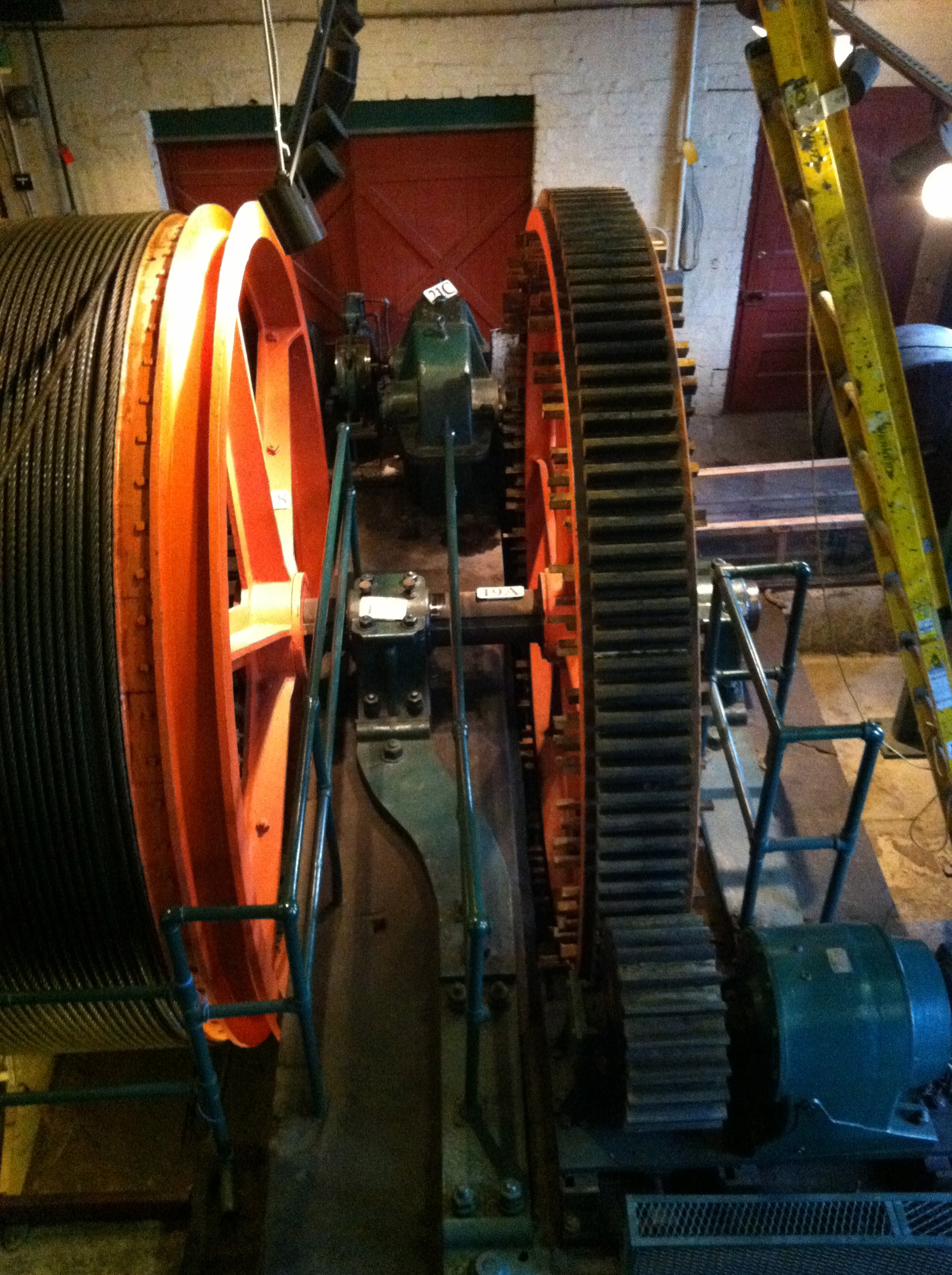 Drive gears and pulleys for Duquesne Incline