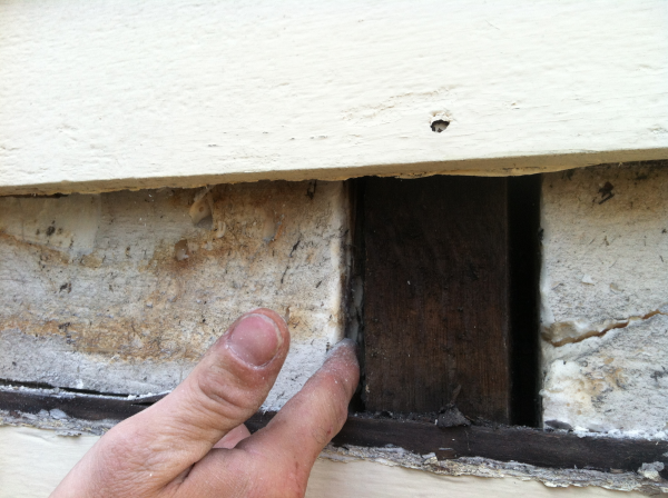 Gap where spray foam shrank in existing home wall - likely tripolymer type foam