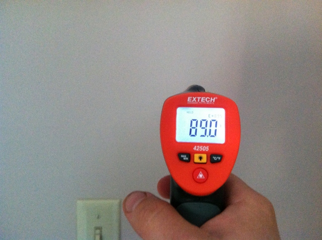 Temperature Stratification - An interior wall on the second floor of my house.