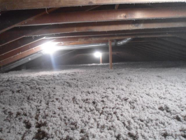 It is very important that attic insulation is blown as flat as possible - big valleys greatly reduce average r value