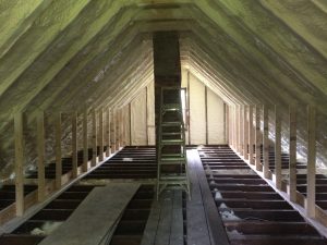 Completed attic spray foam, this third floor can now be used once it gets some drywall.