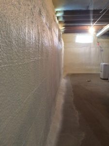 Completed spray foam job on basement walls of 1915 case study home in Peninsula OH