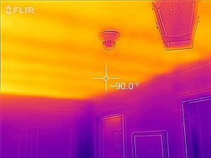With no insulation in the attic on a hot day, the drywall hit 90 degrees
